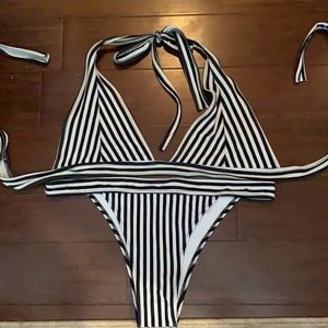 Black and white stripped bikini